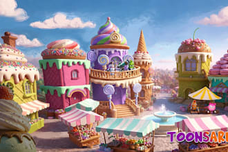 create custom 2d cartoon background and environments