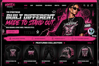 design y2k shopify store for streetwear clothing brand and fashion website