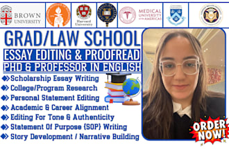 edit your law, MBA, phd, grad school personal statement, statement of purpose