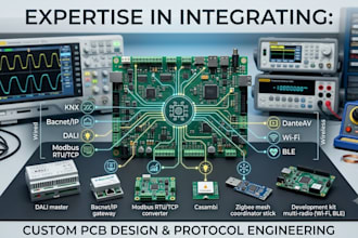 engineer knx,bacnet, dali, modbus,casambi zigbee,danteav, wifi, ble hardware pcb