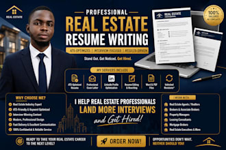 write a professional real estate ats resume and cover letter