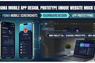 figma mobile app design, prototype unique website mock up