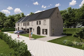 3d exterior landscape design, autocad villa rendering, architecture building