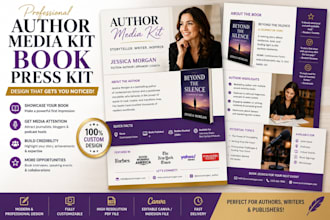 design an author media kit book press kit, author press kit author speaker sheet