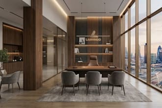 renew 3d interior rendering for luxury boardrooms, receptions, executive office