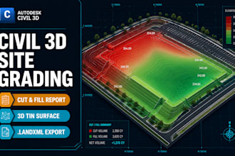 design civil 3d site grading cut fill earthwork surfaces landxml