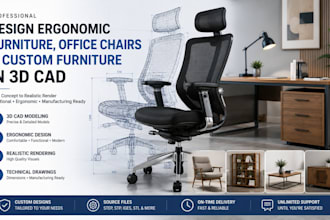 design ergonomic furniture, office chairs and custom furniture in 3d cad