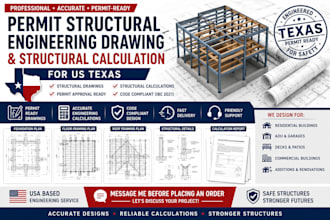 do permit structural engineering drawing and structural calculation for US texas