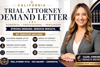write legal demand letter, settlement letter, california trial attorney services