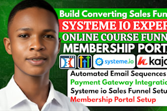 create systeme io sales funnel, course membership portal, systeme landing page