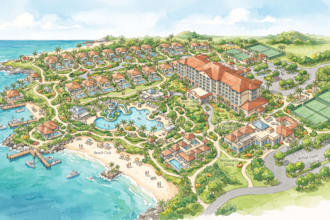 design resort map, hotel map and vacation property illustration