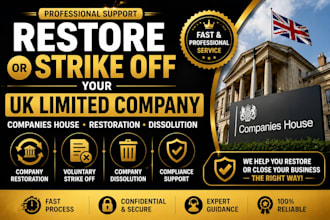 restore, dissolve or strike off your UK limited company professionally