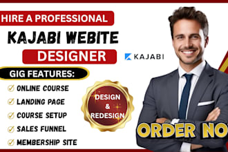kajabi website design, create kajabi online course, landing page, sales funnel