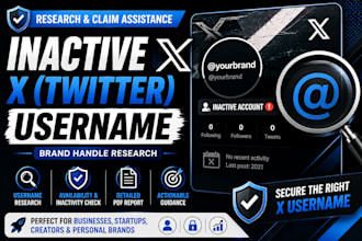 research inactive x twitter username and brand handle claim assistance