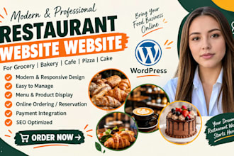 grocery website design bakery cafe pizza and cake website in wordpress
