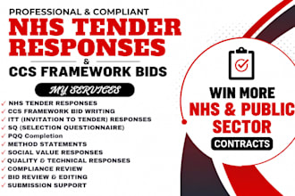 write nhs tender responses and ccs framework bid