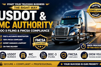 register your usdot, mc authority, boc3 and fmcsa trucking compliance