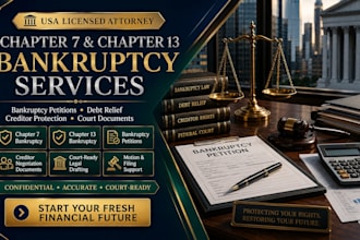 prepare chapter 7 and chapter 13 bankruptcy petitions and legal documents