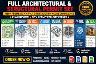 full architectural and structural permit set, mep, blueprint adu for city permit