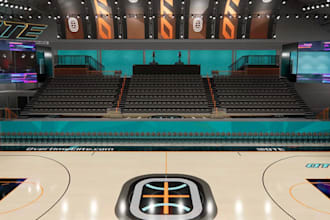 restyle 3d basketball arena interior design, indoor sports complex, outdoor gym