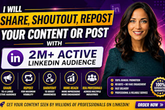 share shoutout repost your content or post with 2m active linkedin audience