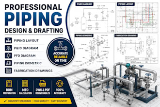 prepare piping layout, p and id, isometric and fabrication drawings