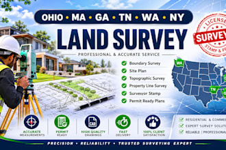 ohio ma ga tn wa ny land survey boundary survey site plan surveyor stamp permit