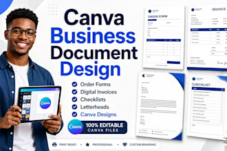 do canva order form, digital invoice, checklist, letterhead, canva design
