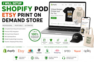setup shopify pod etsy print on demand store printful gelato printify teespring