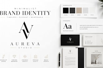 create minimalist timeless brand identity kit and style guide and brand board