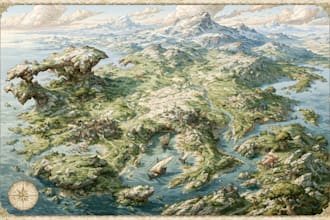 create fantasy map illustration with fantasy art