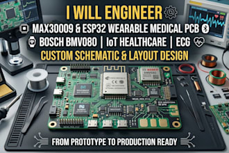 design max30009, esp32,iot healthcare,ecg,  bosch bmv080 wearable medical pcb