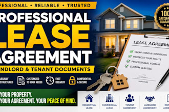 draft professional lease agreement, rental contract,landlord and tenant document
