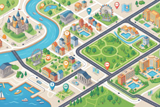 do vector tourist map, city guide map, travel map, resort and attraction map