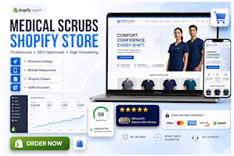 design medical scrubs shopify store healthcare apparel website nursing uniform