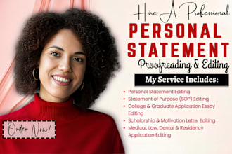edit personal statement for med, law school, college application, dental school