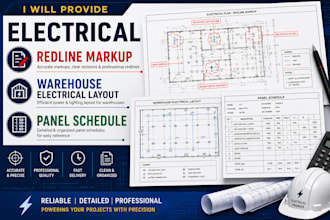 create electrical redline markup, warehouse electrical layout and panel schedule