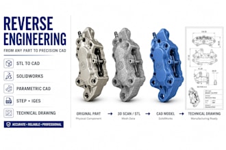do reverse engineering from stl 3d scan mesh to step solidworks cad model