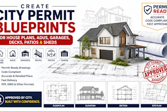 create city permit blueprints for house plans adus garages, decks, patios, sheds