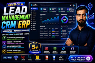 develop a lead management CRM erp web portal or admin dashboard