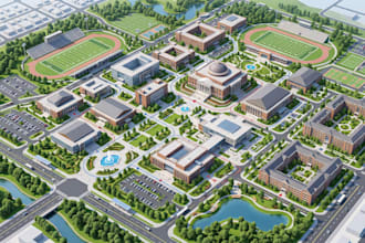 design a custom campus wayfinding and university navigation map, school city map