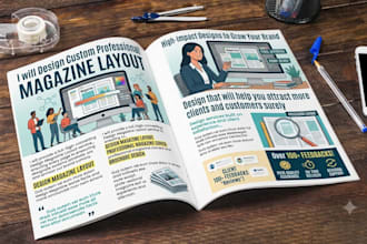 design magazine layout, magazine cover, magazine design, and brochure