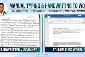 retype handwritten to word, manual typing, and ms word formatting