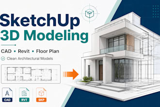 convert cad revit or floor plans into detailed custom sketchup 3d house models
