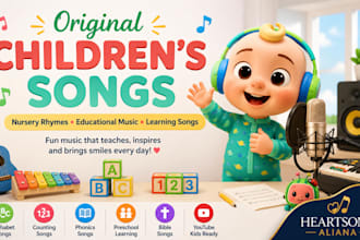 create children kids song background animation music education or learning music