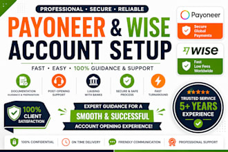 create custom payoneer and wise account on your name
