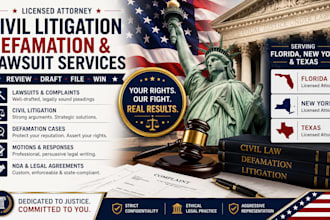review draft florida ny tx licensed attorney civil litigation defamation lawsuit