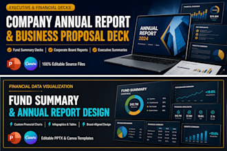 design company annual report business deck proposal fund summary presentation