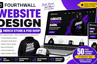 design fourthwall website setup pod merch store  t shirt website shop