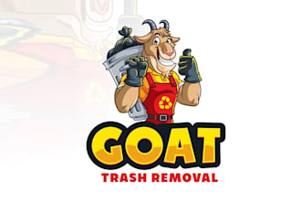 design custom goat character logo trash removal